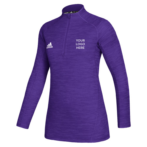 Adidas Womens Purple Game Mode 1/4 Zip-Blank Logo
