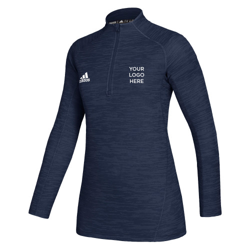 Adidas Womens Navy Game Mode 1/4 Zip-Blank Logo