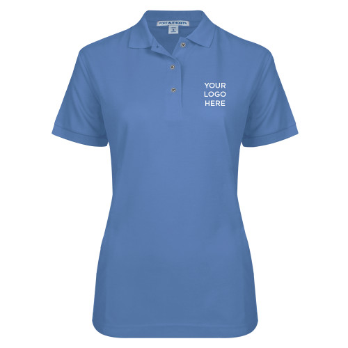 Womens Silk Touch Ultramarine Blue Pique Polo-Blank Logo