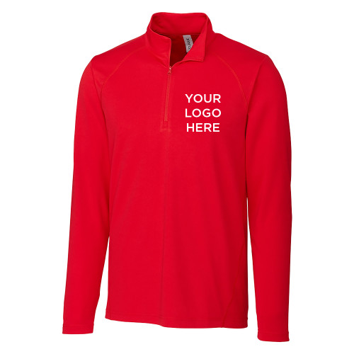 C&B Red Clique Ice Pique Half Zip-Blank Logo