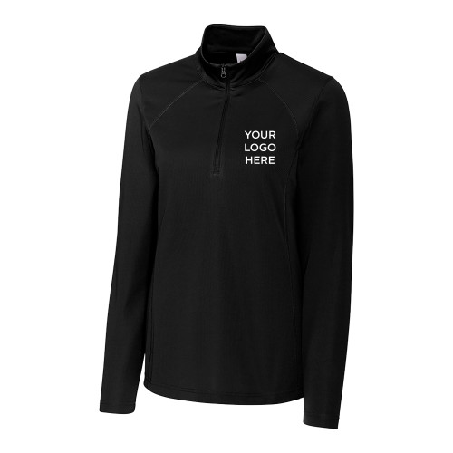 C&B Womens Black Clique Ice Pique Half Zip-Blank Logo