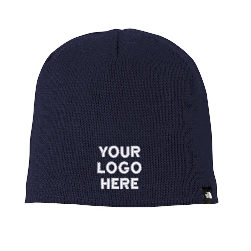 The North Face Navy Mountain Beanie-Blank Logo