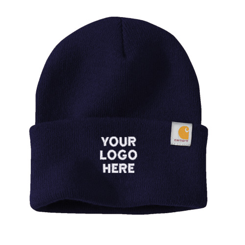 Carhartt Navy Knit Beanie w/Cuff-Blank Logo
