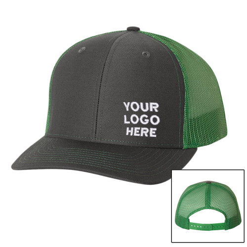 Richardson Charcoal/Kelly Trucker Hat-Blank Logo