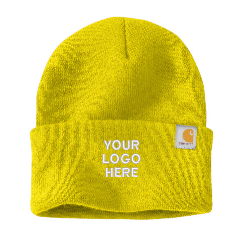 Carhartt Bright Lime Knit Beanie w/Cuff-Blank Logo