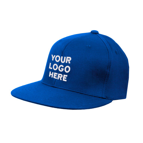 Royal Flat Bill Snapback Hat-Blank Logo