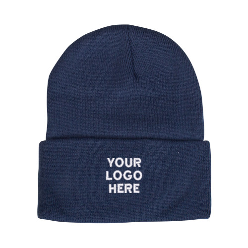 Steel Blue Knit Beanie w/Cuff-Blank Logo
