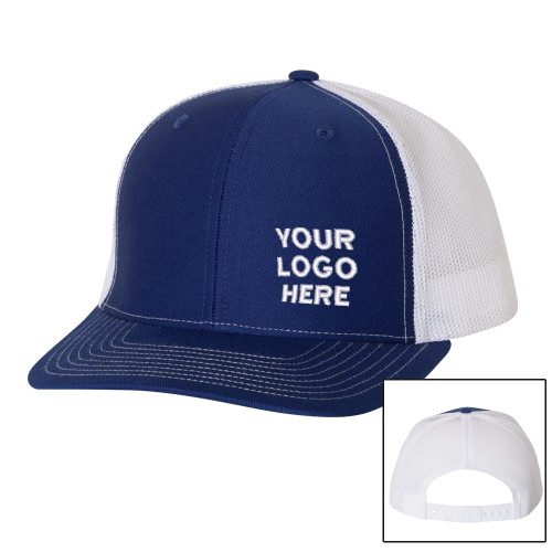 Richardson Royal/White Trucker Hat-Blank Logo