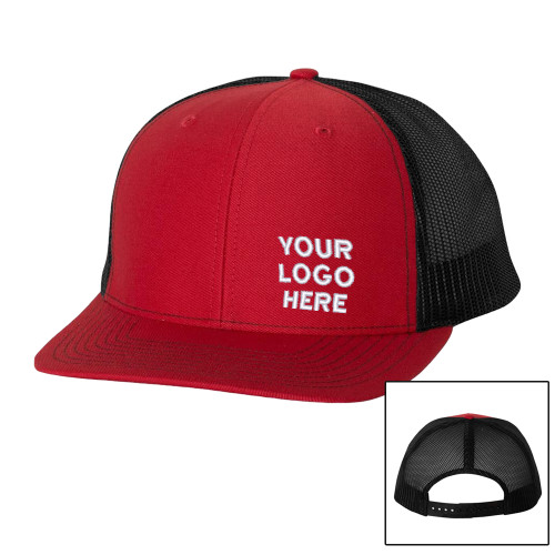 Richardson Red/Black Trucker Hat-Blank Logo