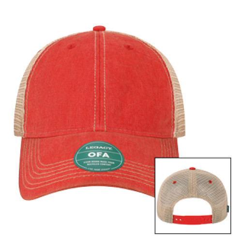 Legacy Scarlet Red/Khaki Old Favorite Trucker Hat-Blank Logo