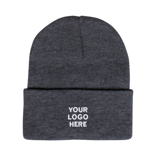 Grey Knit Beanie w/Cuff-Blank Logo