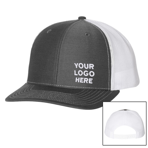 Richardson Charcoal/White Trucker Hat-Blank Logo
