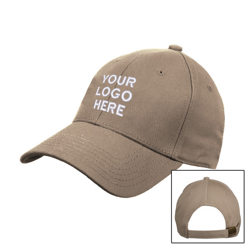 Khaki Structured Adjustable Pro Style Hat-Blank Logo