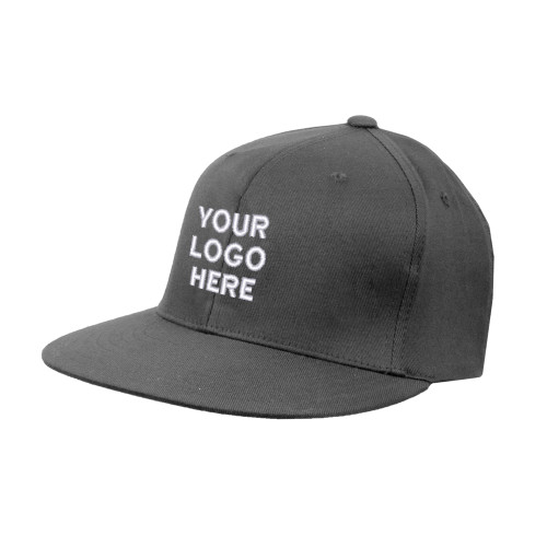 Charcoal Flat Bill Snapback Hat-Blank Logo
