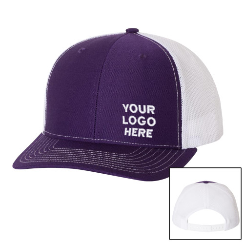 Richardson Purple/White Trucker Hat-Blank Logo