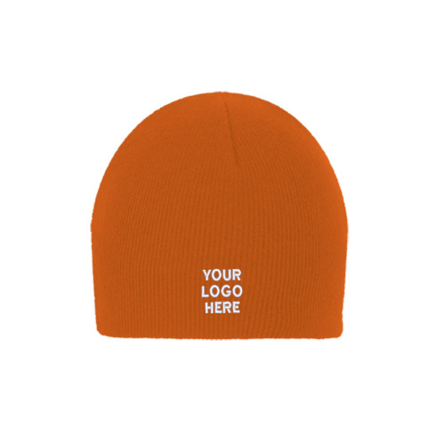 Orange Knit Beanie-Blank Logo