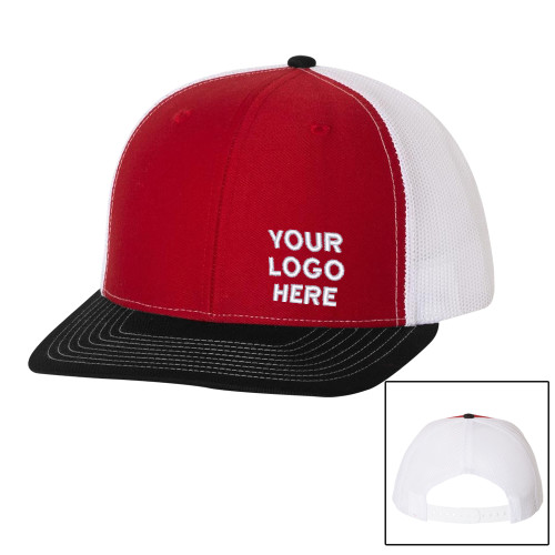 Richardson Red/White/Black Trucker Hat-Blank Logo