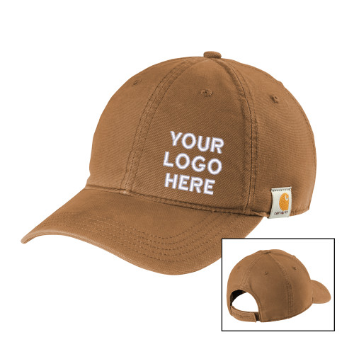 Carhartt Brown Cotton Adjustable Canvas Hat-Blank Logo