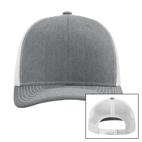 Richardson Heather Grey/Light Grey Trucker Hat-Blank Logo