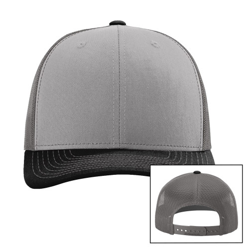 Richardson Grey/Charcoal/Black Trucker Hat-Blank Logo