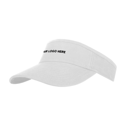 White Brushed Bull Denim Visor-Blank Logo