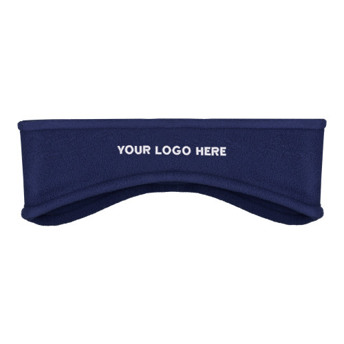 Navy Stretch Fleece Headband-Blank Logo