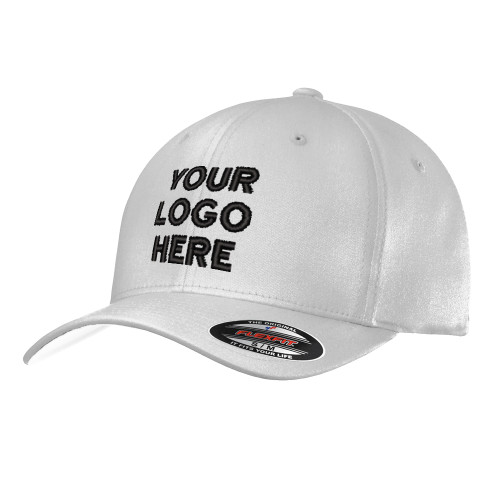 White Flexfit Structured Low Profile Hat-Blank Logo