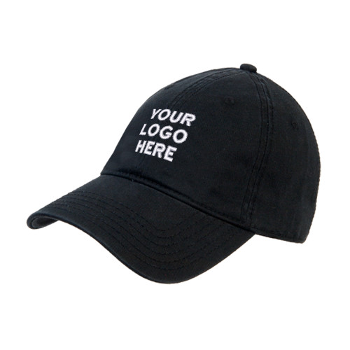 Black Unstructured Adjustable Low Profile Hat-Blank Logo