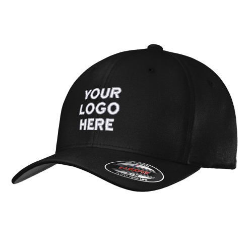 Black Flexfit Structured Low Profile Hat-Blank Logo