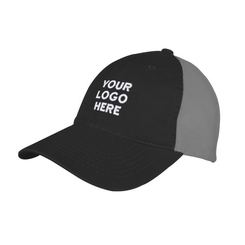 Black/Charcoal Mesh Back Unstructured Low Profile Hat-Blank Logo
