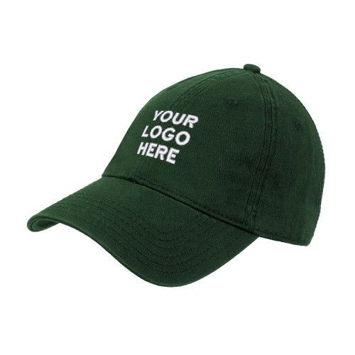 Dark Green Unstructured Adjustable Low Profile Hat-Blank Logo