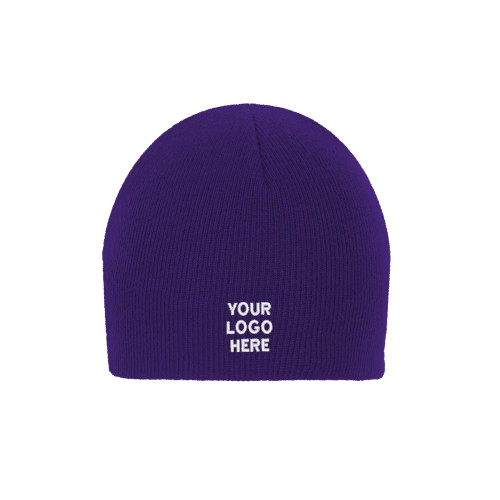 Purple Knit Beanie-Blank Logo