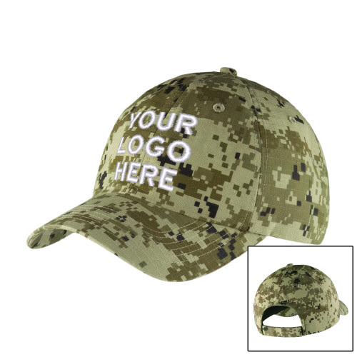 Green Digital Camo Unstructured Adjustable Hat-Blank Logo