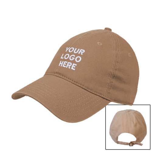 Khaki Unstructured Adjustable Low Profile Hat-Blank Logo