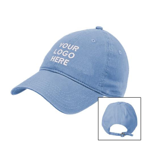 Light Blue Unstructured Adjustable Low Profile Hat-Blank Logo
