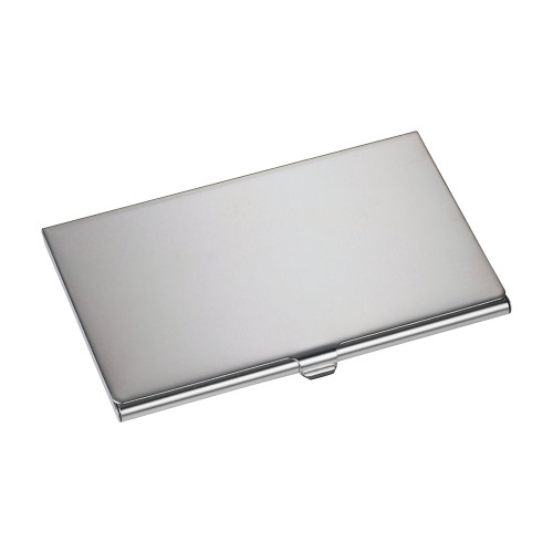 Traverse Silver Business Card Holder-Blank Logo Engraved