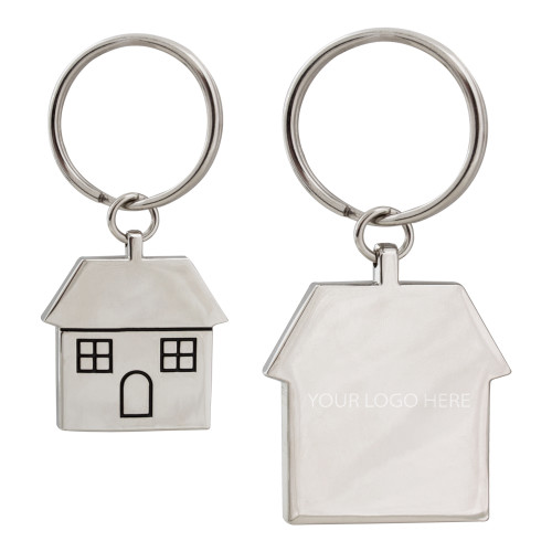 Silver House Key Holder-Blank Logo Engraved
