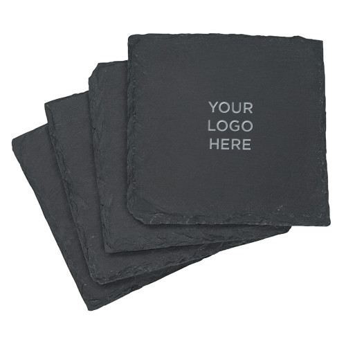 Slate Coaster Set-Blank Logo Engraved