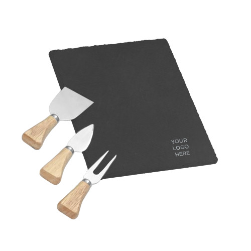 4 Piece Slate Cheese Serving Set-Blank Logo Engraved