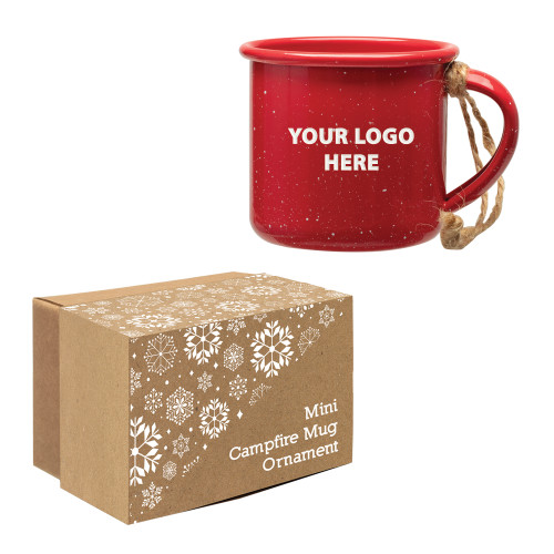 Red Mini Campfire Mug Ornament-Blank Logo Engraved