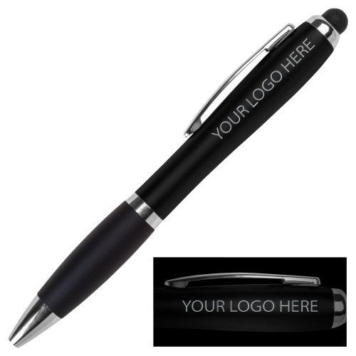 LIGHT UP LOGO Black Stylus Pen-Blank Logo Engraved