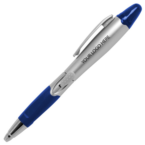Silver/Blue Blossom Pen/Highlighter-Blank Logo