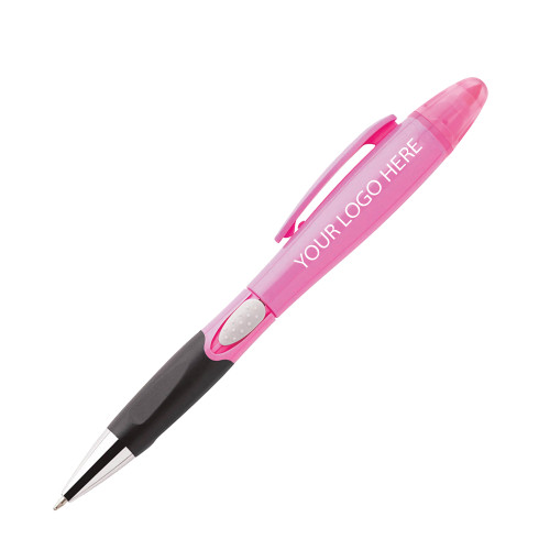 Champion Pink Ballpoint Highlighter Pen-Blank Logo