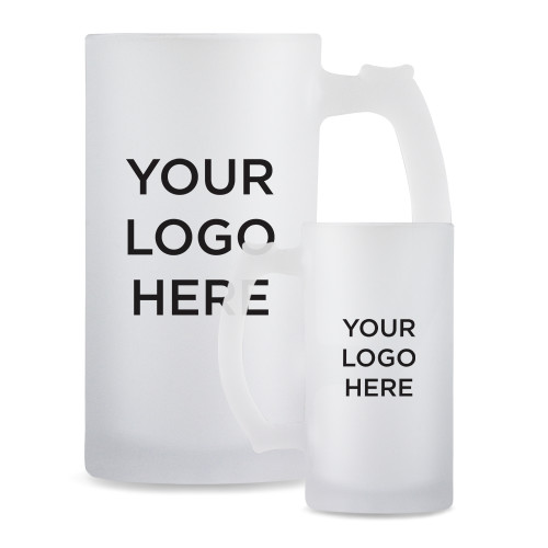 Full Color Decorative Frosted Glass Mug 16oz-Blank Logo