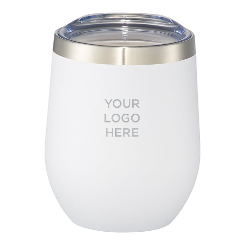 Corzo Vacuum Insulated White Cup 12oz-Blank Logo Engraved