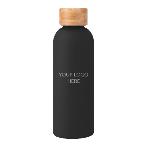 Blair Black Stainless Steel Bottle w/ Bamboo Lid 17 oz-Blank Logo Engraved