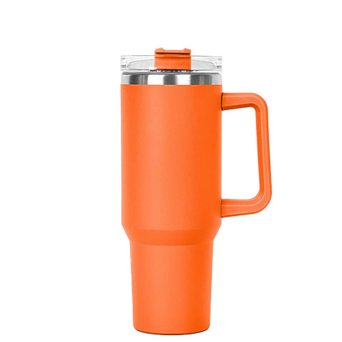 Hippo Orange Mug & Straw Lid with Twist Closure 40 oz-Blank Logo Engraved