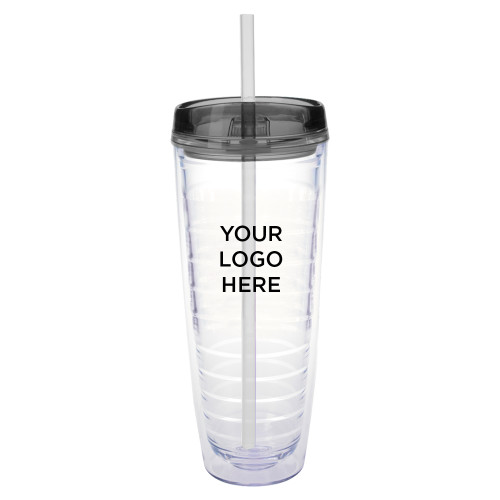 Tritan Double Wall Tumbler w/Charcoal Top 26oz-Blank Logo