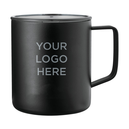 Rover Camp Vacuum Insulated Black Mug 14oz-Blank Logo Engraved
