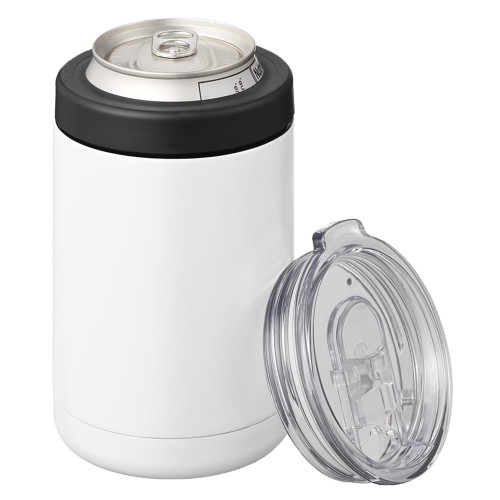 2 in 1 White Can Cooler Tumbler 12oz-Blank Logo Engraved